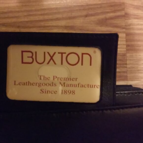 Buxton Wallet Black 6 Pockets Card Holder Checkbook Holder ID Tag 7" x 4" New - Picture 3 of 5